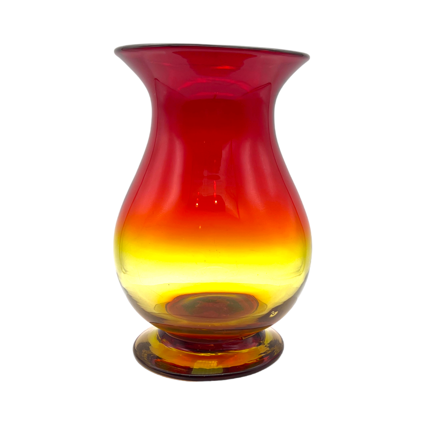 Amberina - Glass Vase With Pedestal - Glows - Vintage - Large - 8.5"