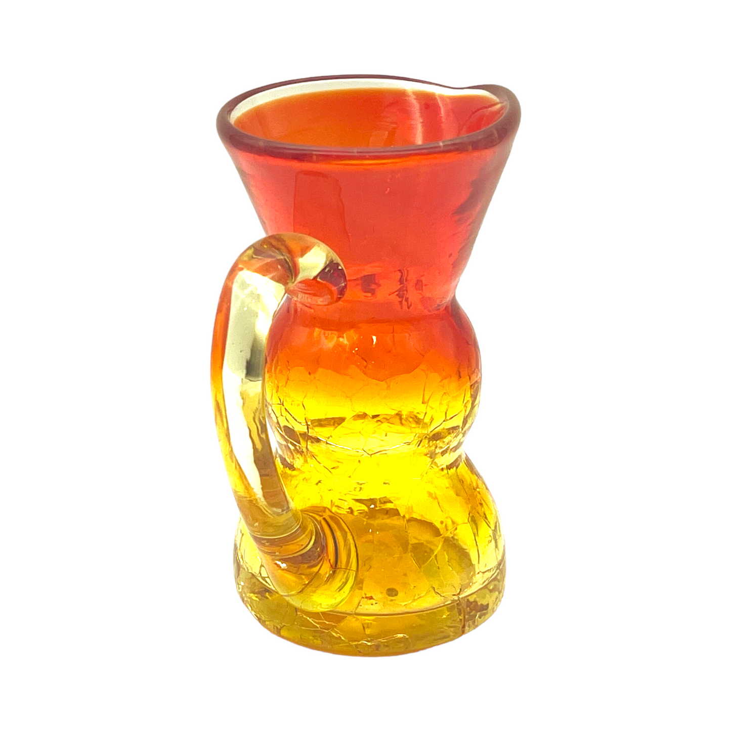 Amberina - Crackle Glass Pitcher - Glows - 3.75"