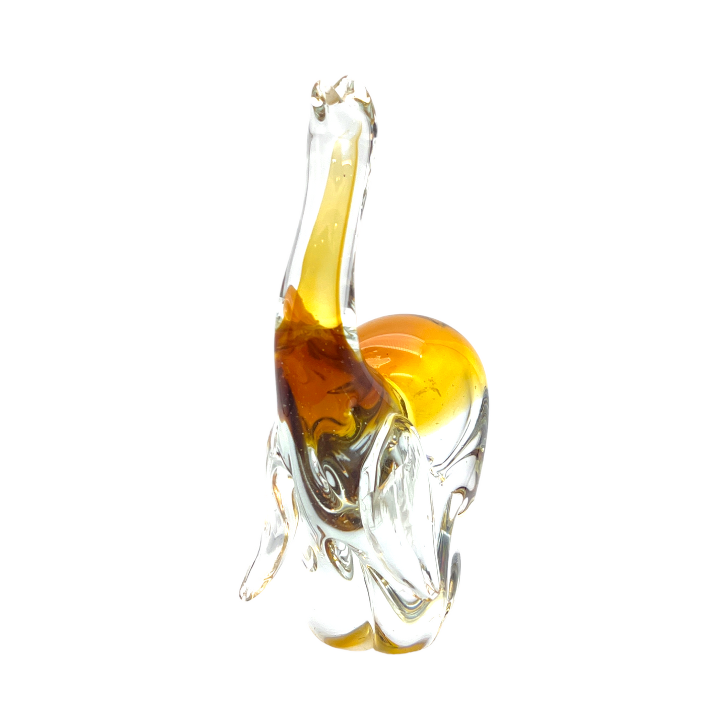 Murano - Elephant Sculpture - Clear & Brown - 8"