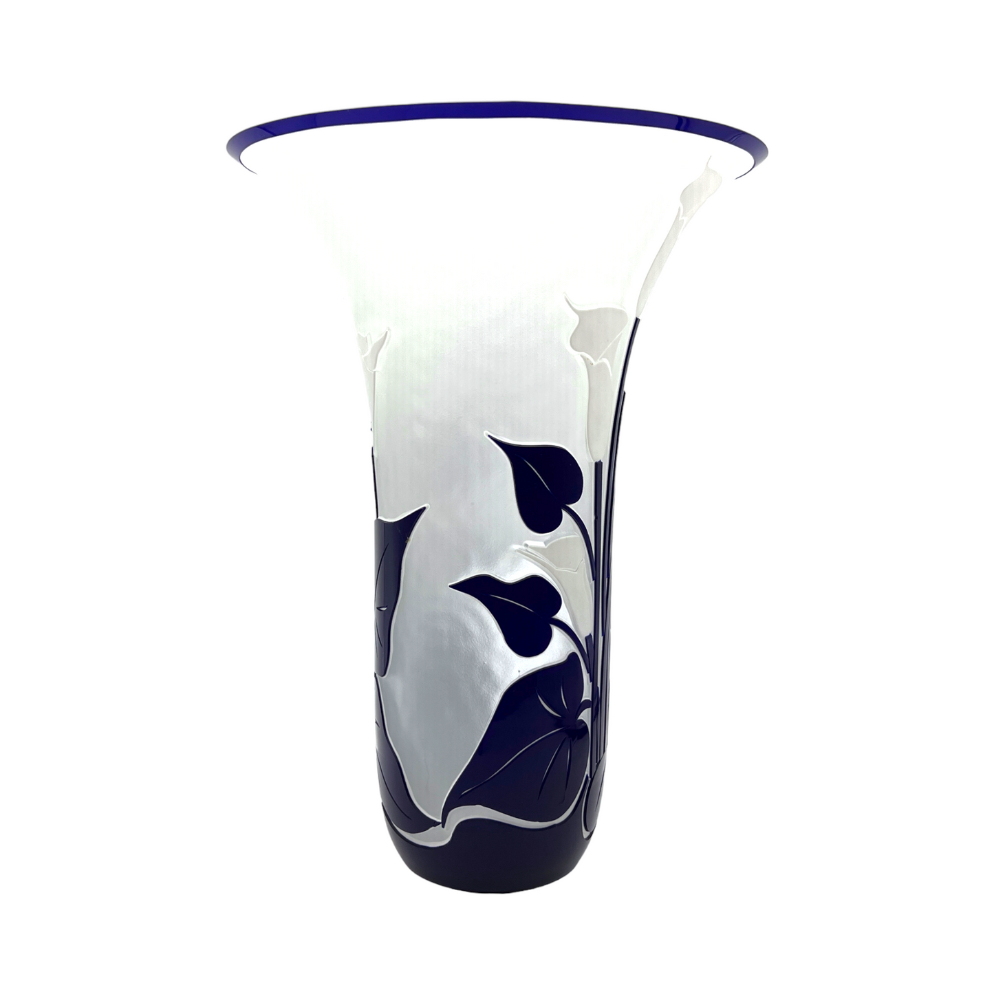 Designers Guild - Vase With Cobalt Blue Raised Flowers - Vintage - 11.5"