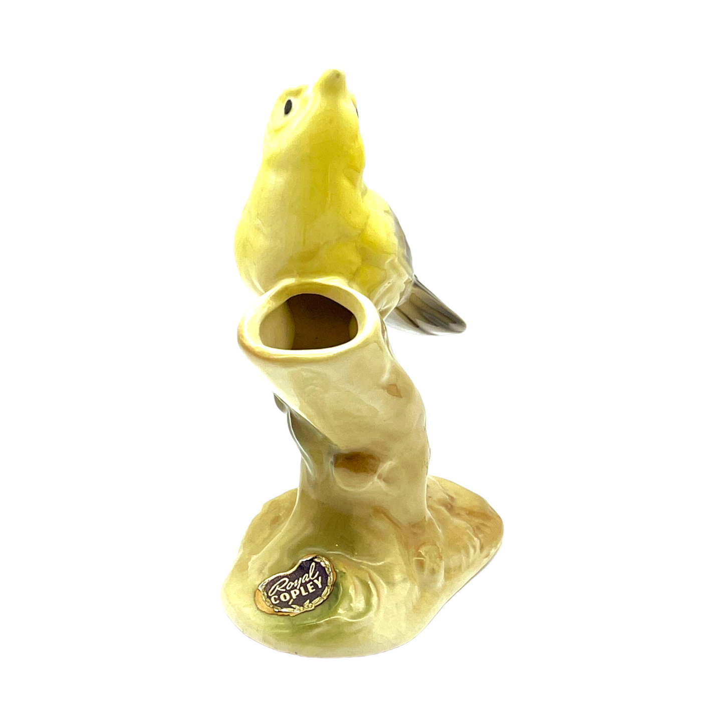 Royal Copley - Warbler On Tree Stump Planter - Vintage - 5"
