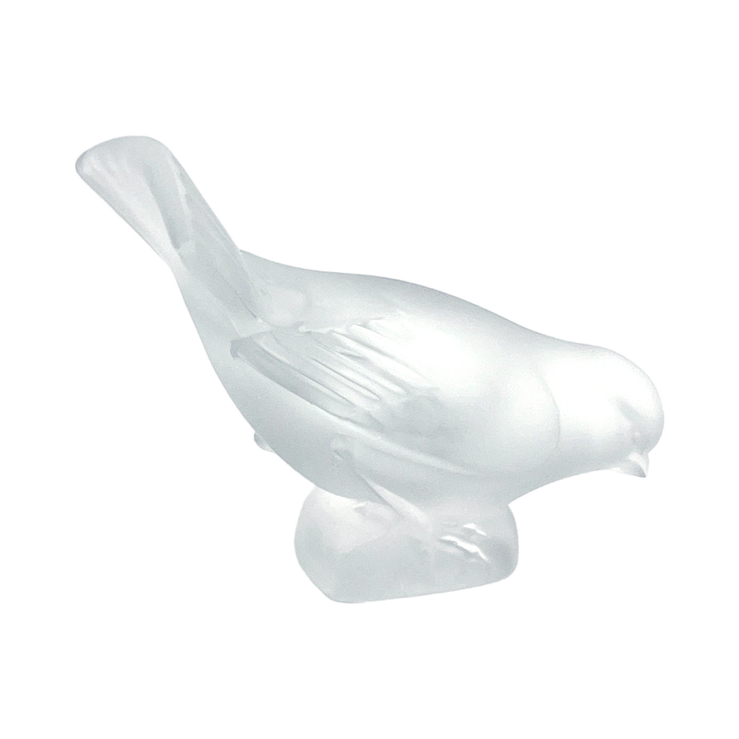 Lalique Crystal - Sparrow Head Down Figurine - Signed Lalique - 4"
