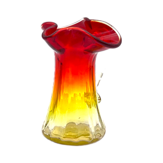 Amberina - Glass Pitcher Ruffled Edge - Glows - 4.5"