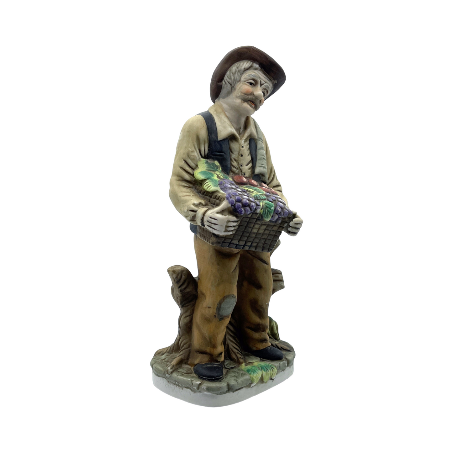 Porcelain Man-Caring Fruit Figurine - Large - Vintage