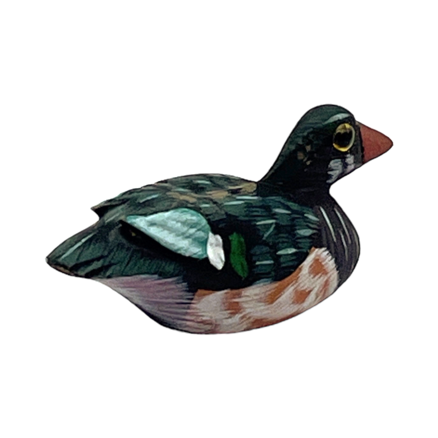 Duck With Glass Eyes - Hand Carved and Hand Painted - 1"