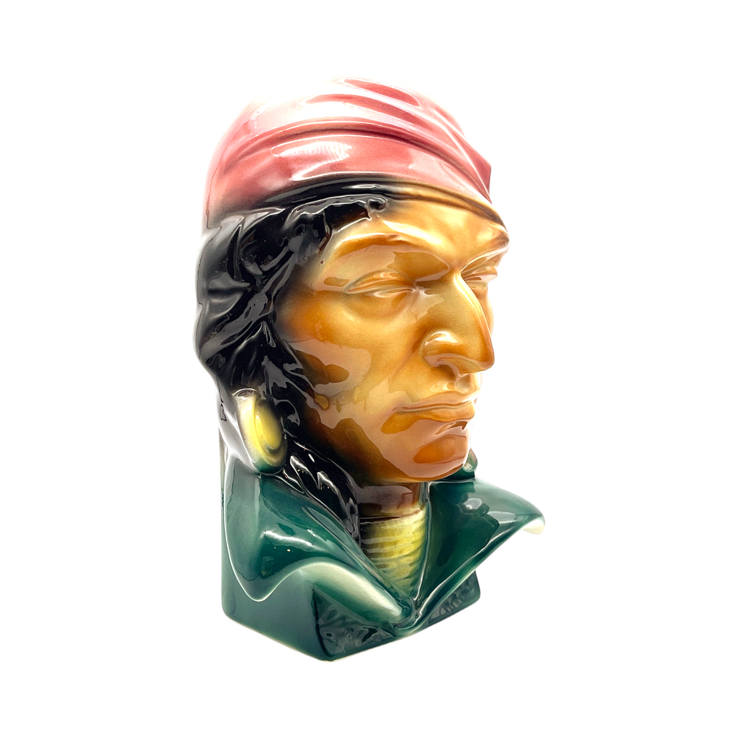 Royal Copley - Pirate Head Wall Pocket Planter - Rose - Vintage - 8"