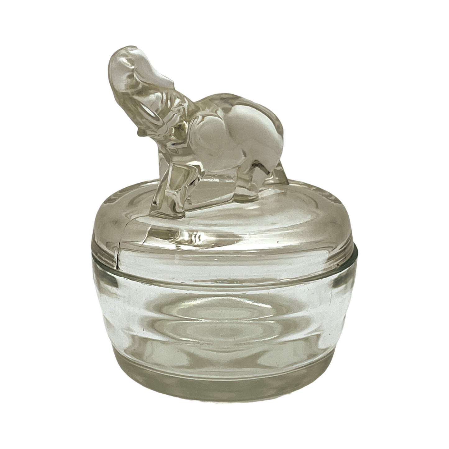 Jeannette Glass - Elephant Powder Dish - Vintage - 5"