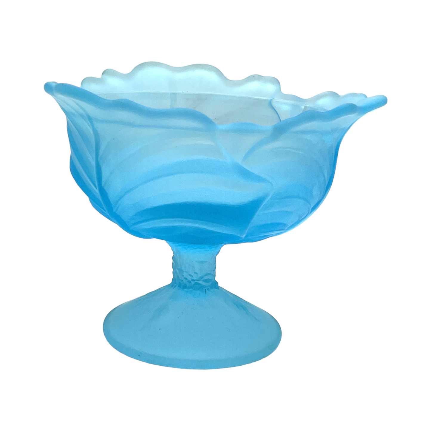 Viking Art Glass - Blue Satin Glass Leaf - Without Lid - 5"