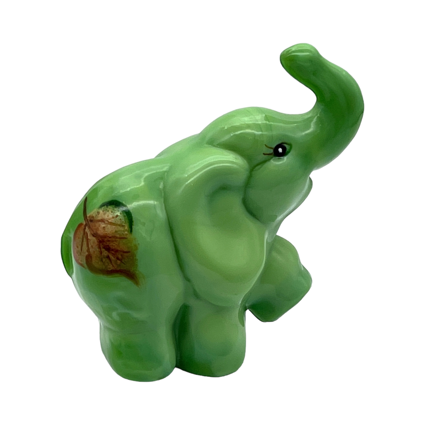 Fenton Art Glass - Elephant Chameleon Green - Hand Painted & Signed
