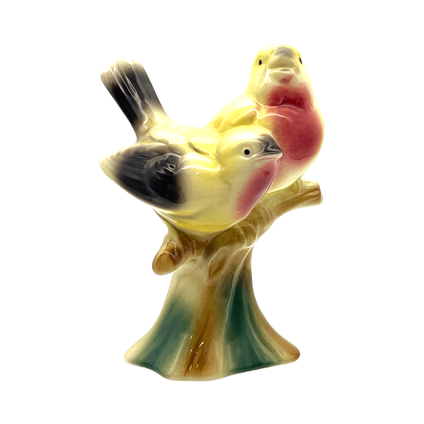 Royal Copley - Double Wrens On Tree Stump - Vintage - 8.5"