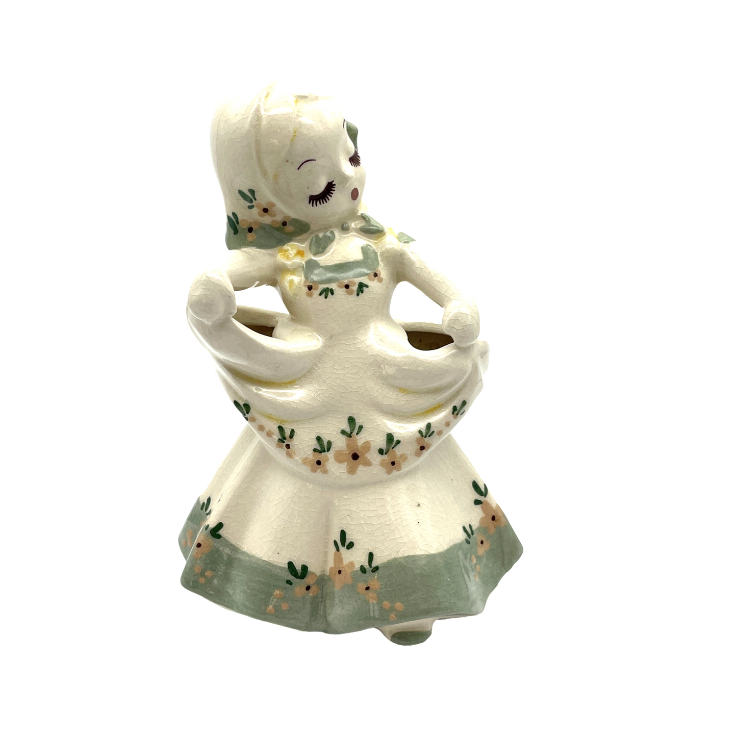 Delee Art - Nina - Green Trim - Hand Decorated - Vintage - 7"