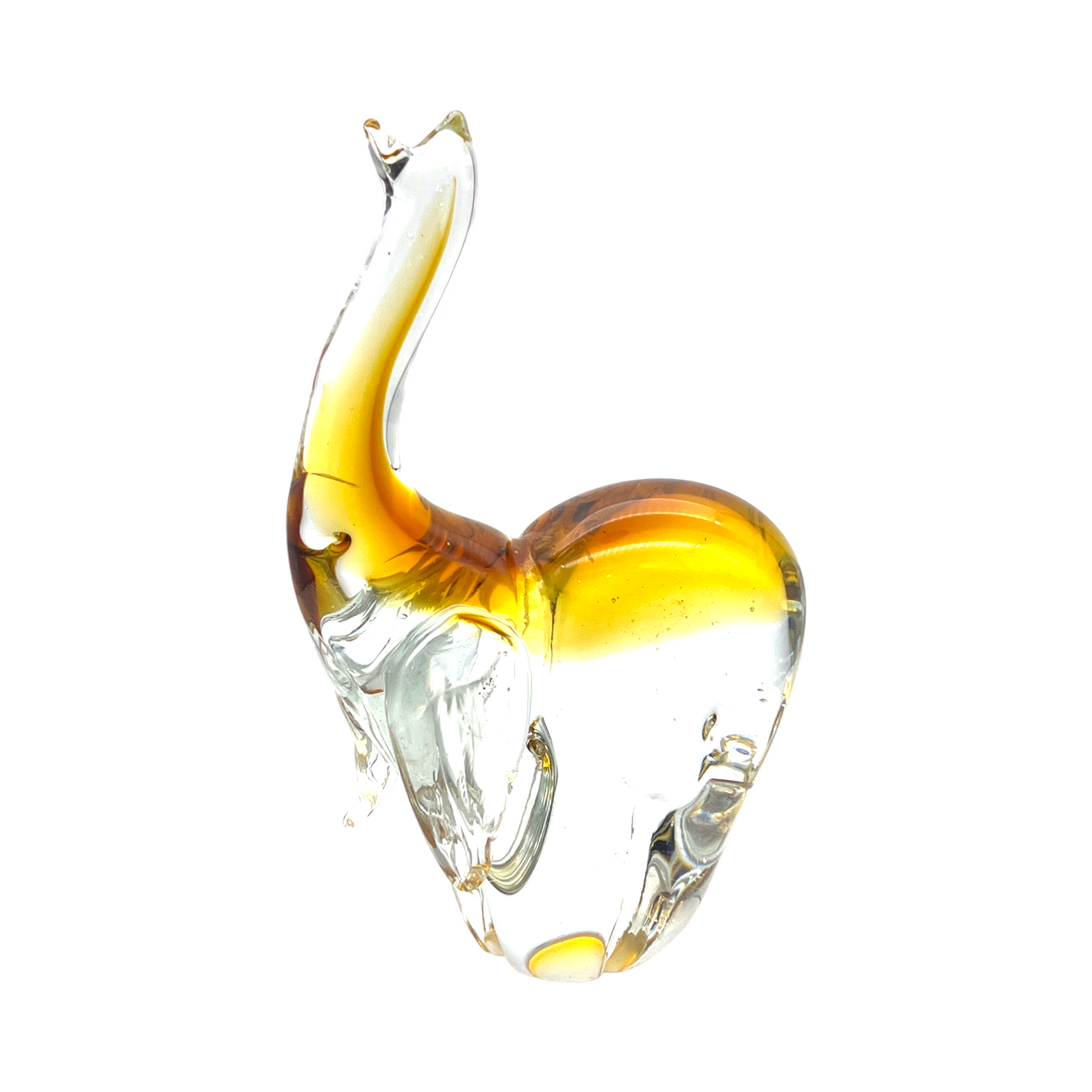 Murano - Elephant Sculpture - Clear & Brown - 8"