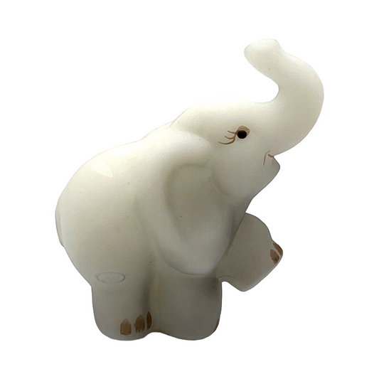 Fenton Art Glass - Elephant Opal Satin - Swarovski Crystal - Painted & Signed