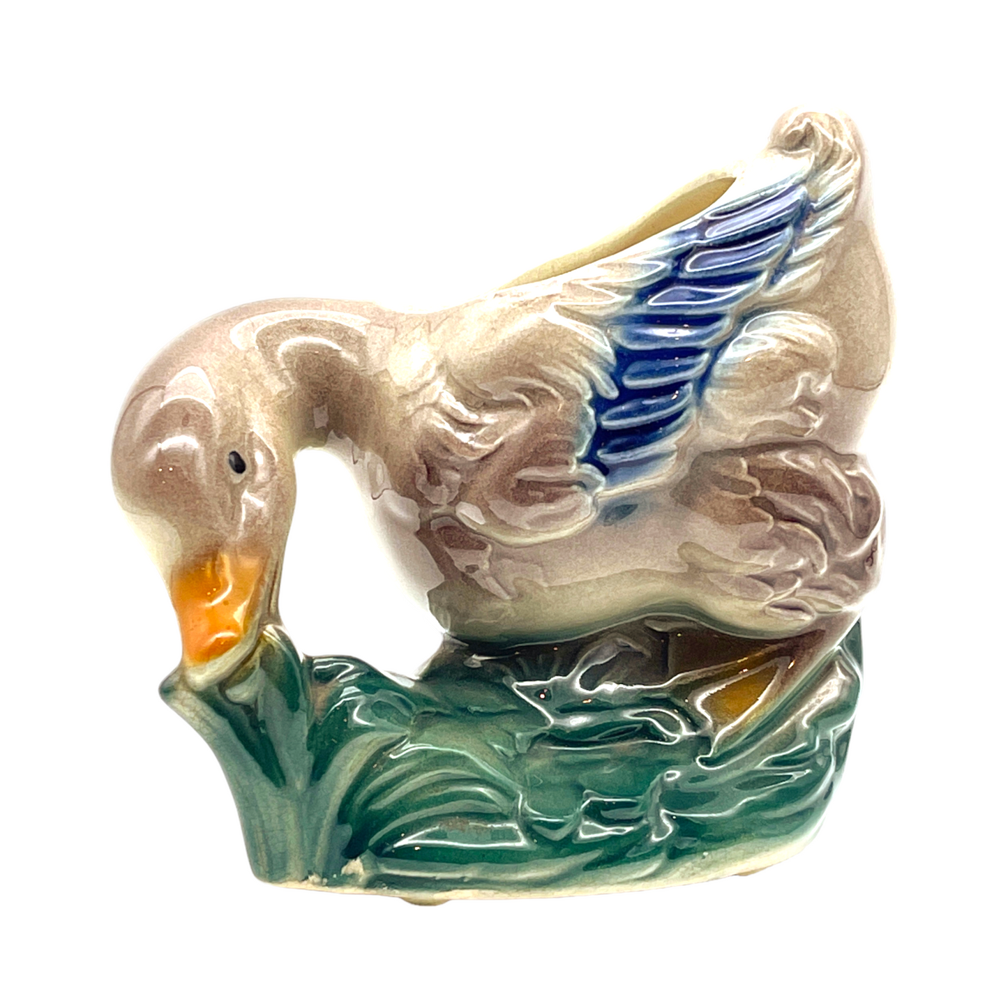 Royal Copley - Duck Eating Grass Planter - Vintage - 5.5"