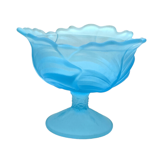 Viking Art Glass -  Blue Satin Glass Leaf - Without Lid  - 5"