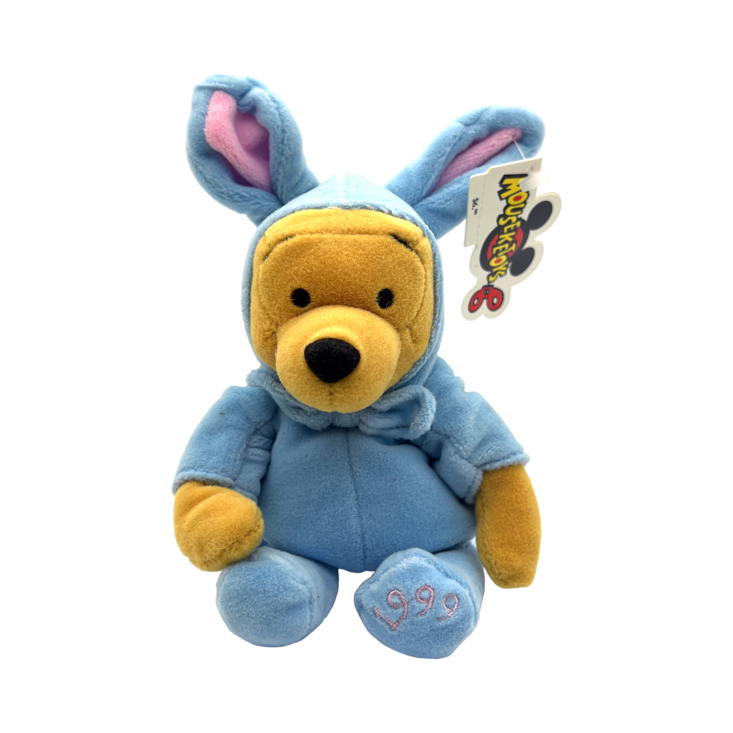 Disney Mouseketoys - 1999 Easter Bunny Blue Pooh - With Tag - Vintage - 8"