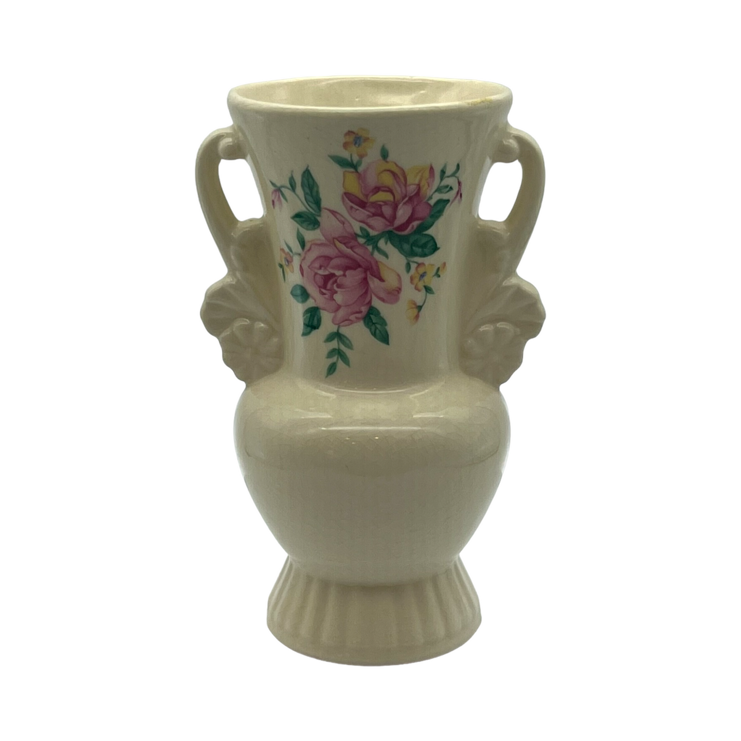 Royal Copley - Floral Handle Vase - Vintage - 6.25"