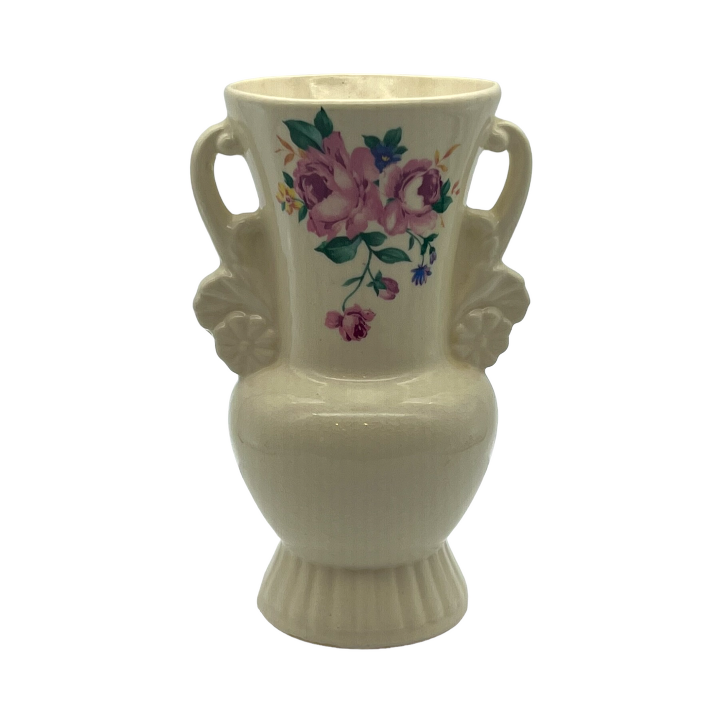 Royal Copley - Floral Handle Vase - Vintage - 6.25"