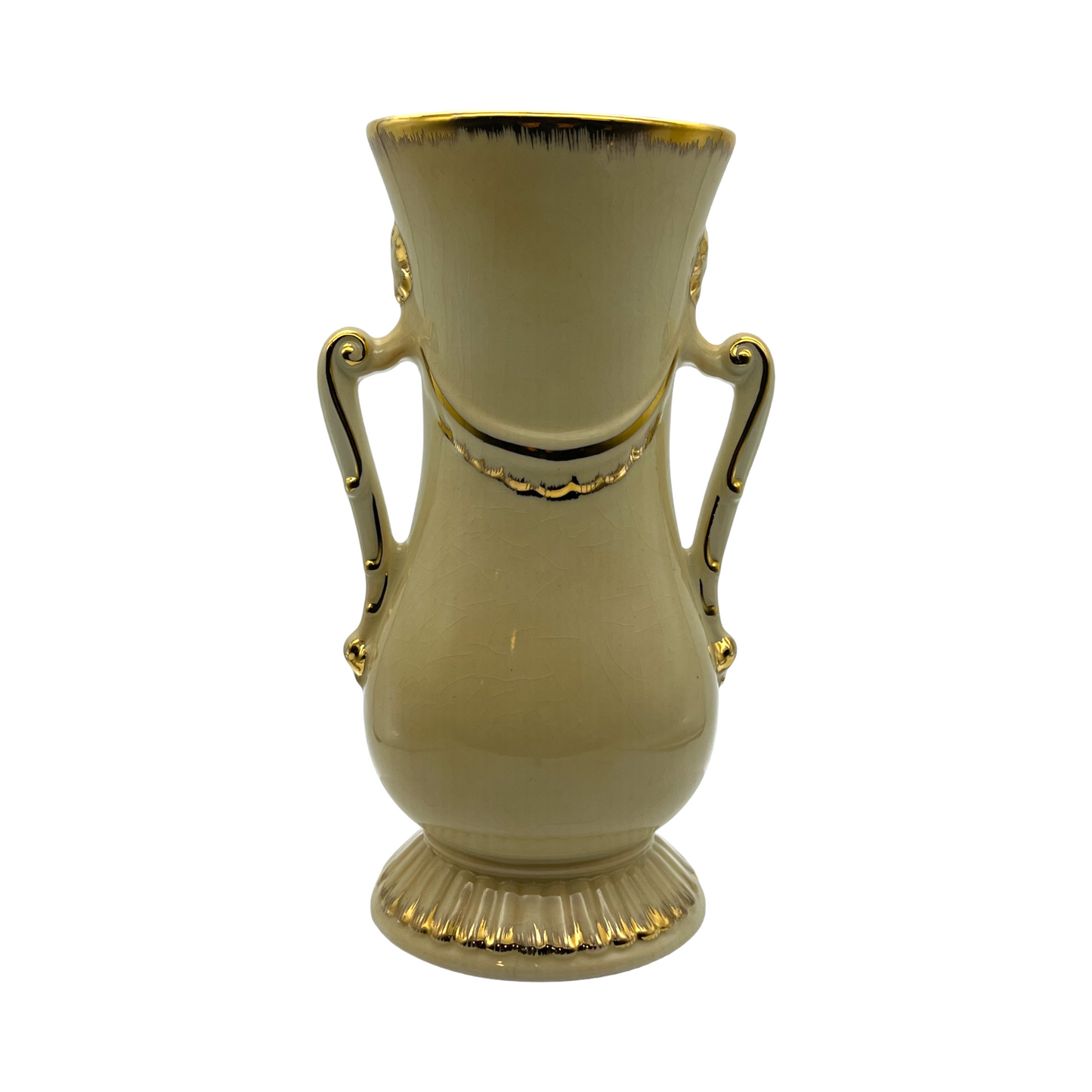 Spaulding China - Double Handle Gold Trim Shirley Vase - 10"