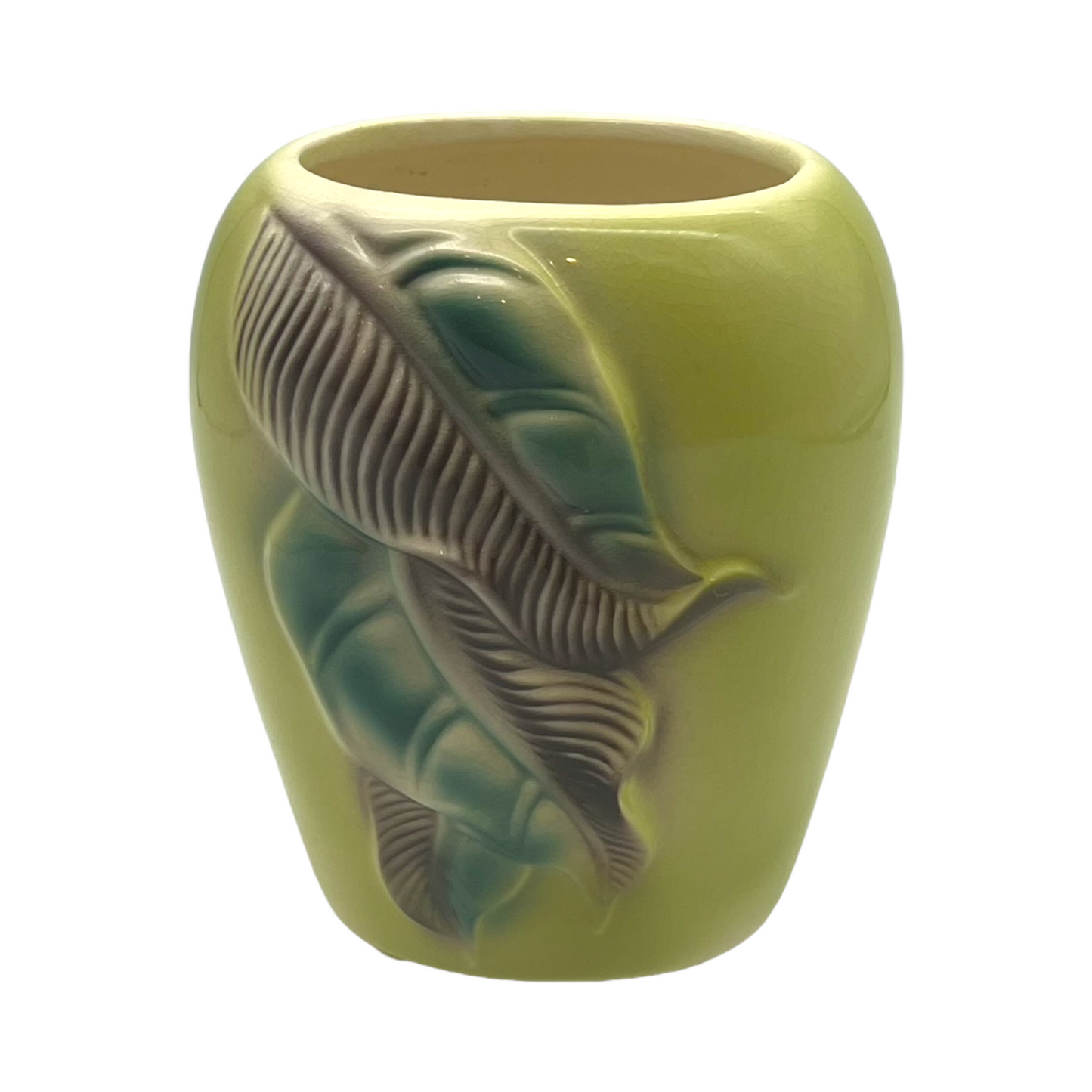 Royal Copley - Green Stylized Leaf Vase- Vintage