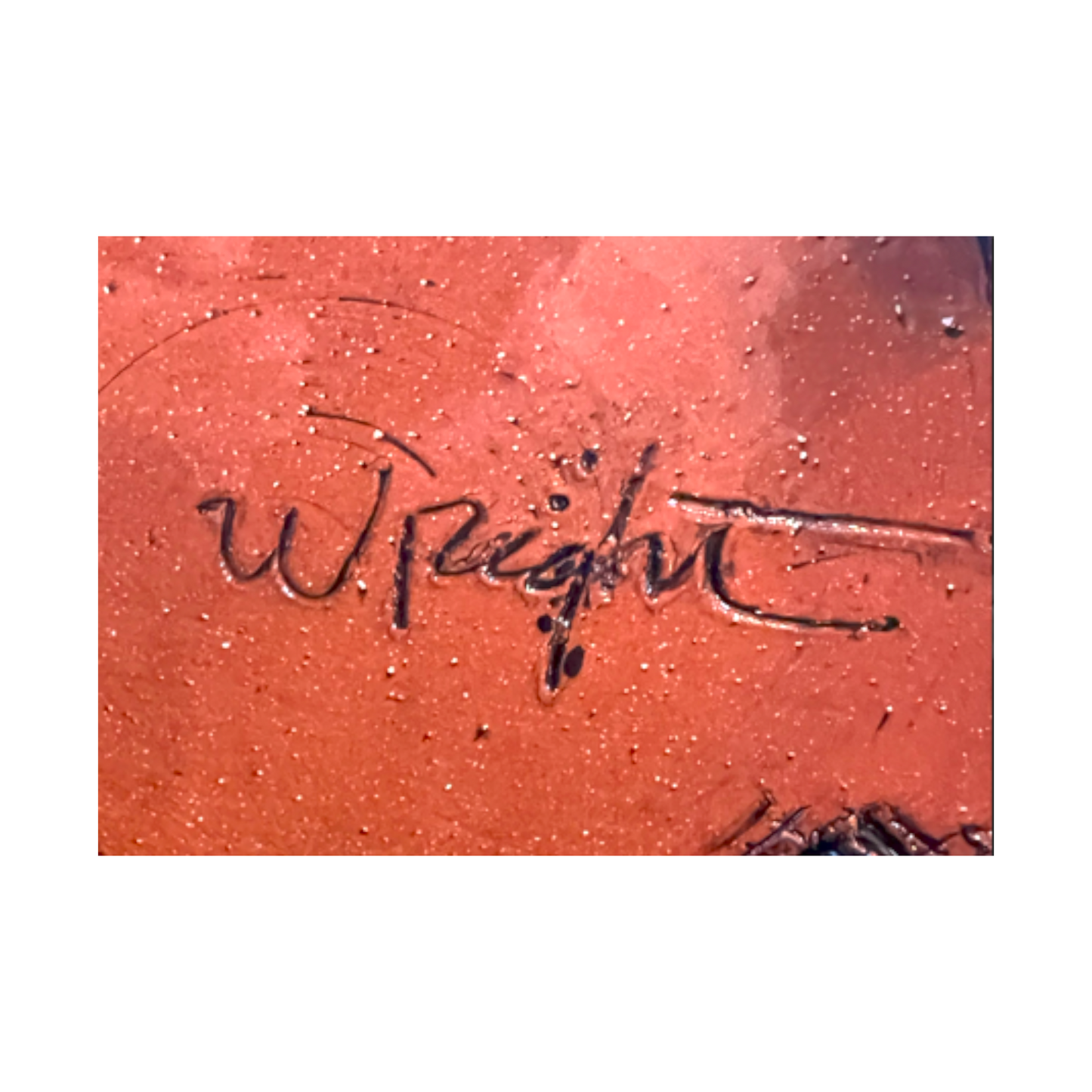 W. Right - Red Clay Pottery Vessel With Geometric Shapes & Sgraffito Applied - 13"