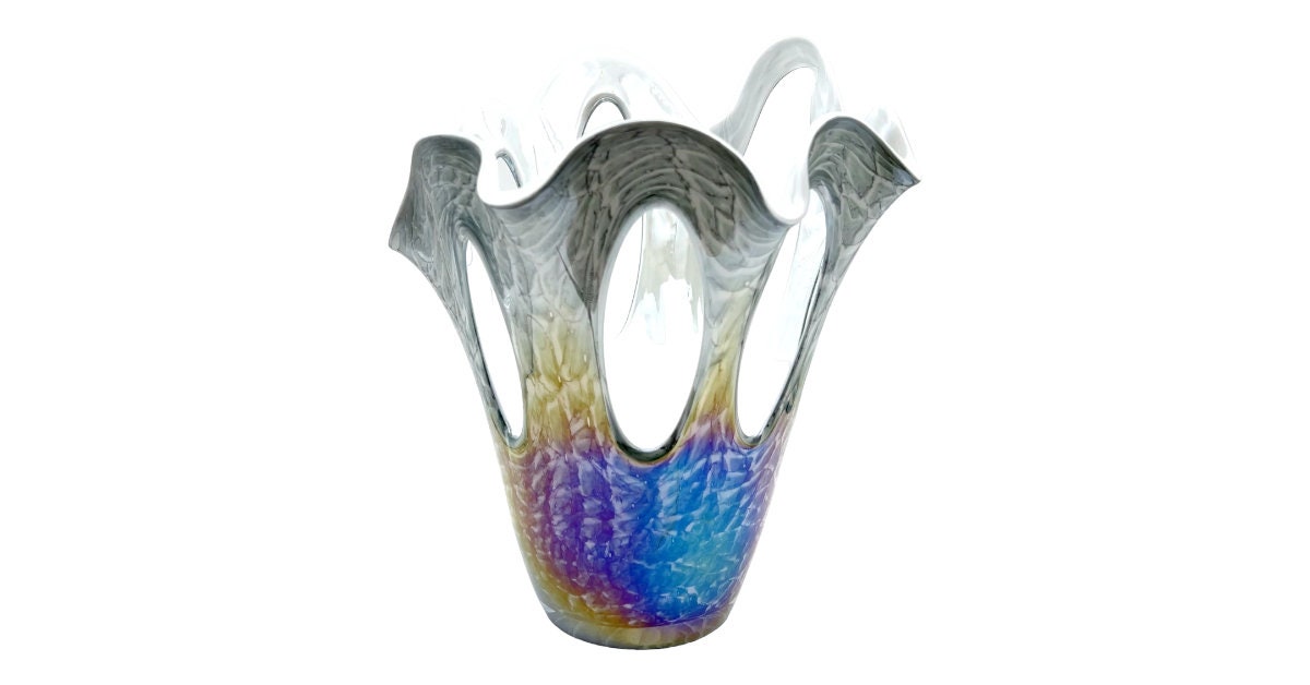 Art Glass - Modern Irridesent Vase - 12' X 10"