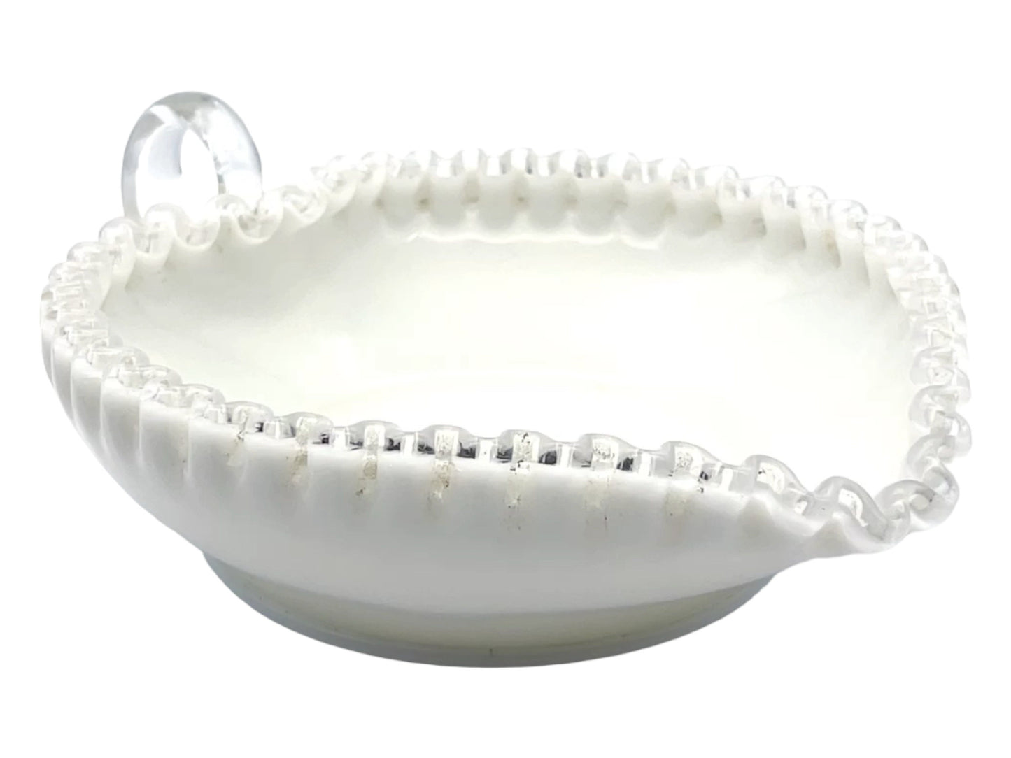 Fenton Art Glass - Silver Crest Heart Shaped Candy Dish - 8.5" X 6 .75"