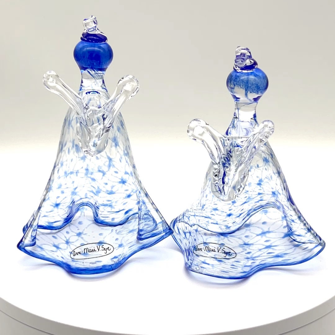 Anne-Mari V Syre - Angle Blown Glass Ornaments - Signed Syre 12 - 6" & 5" - Set