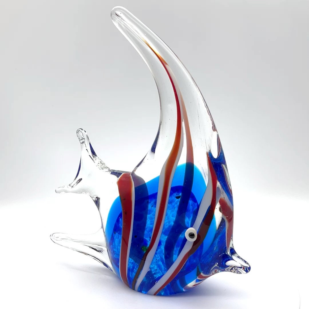 Art Glass - Fish - Red, White & Blue - 8.5"