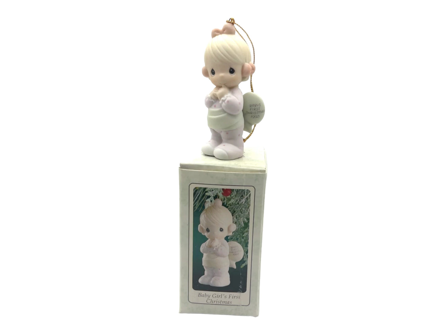 Precious Moments - Baby Girls First Christmas 1993 - Ornament - 530867 - Box
