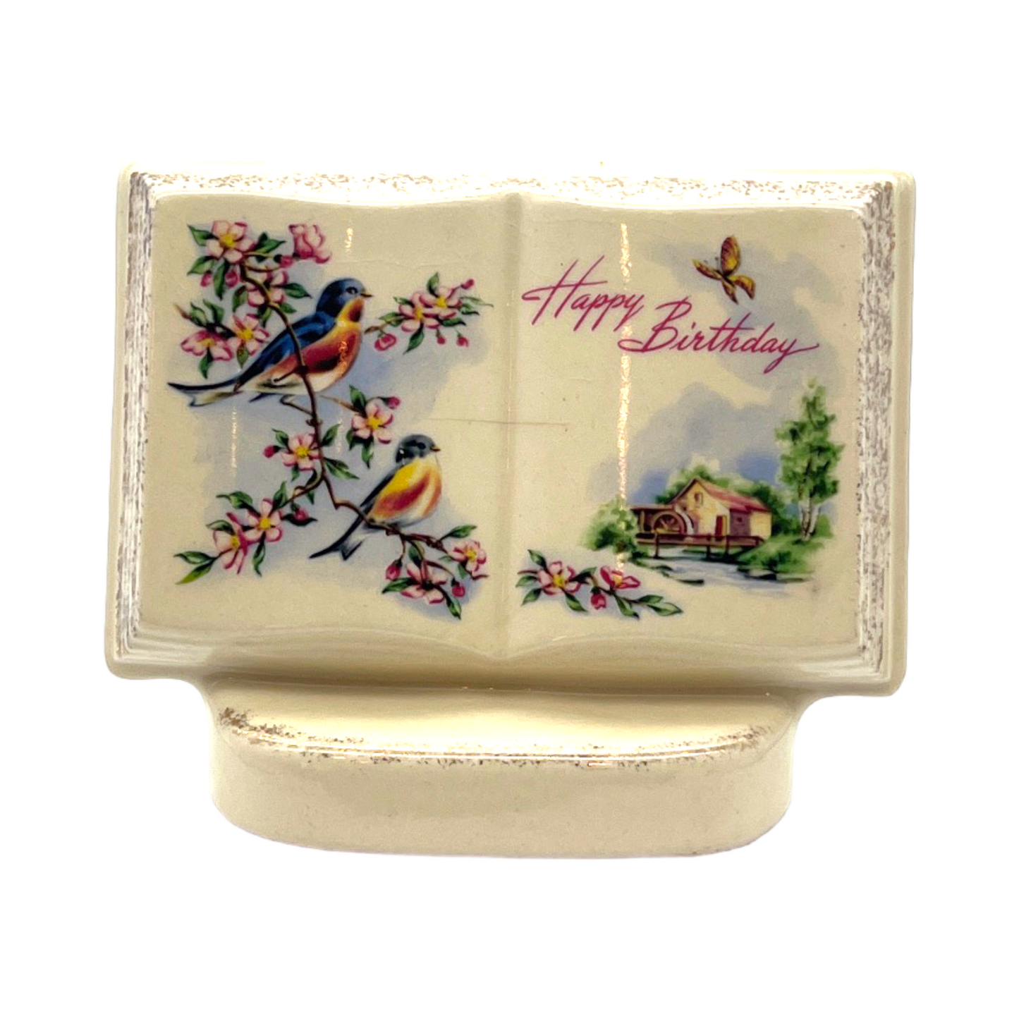 Royal Windsor - Books Of Remembrance Planter - Gold Trim - Vintage - 5"