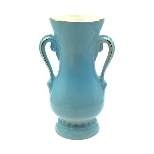 Royal Copley - Blue Beauty Gold Trim Vase - Vintage - 6.25"