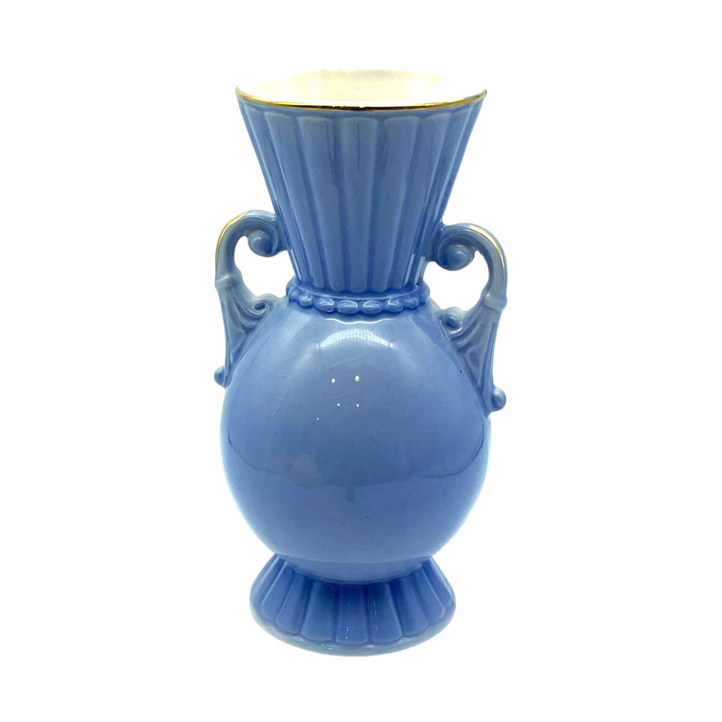 Royal Copley - Mary Kay Blue & Gold Trim Vase - Vintage - 6.25"