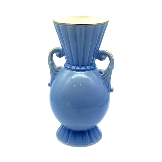 Royal Copley - Mary Kay Blue & Gold Trim Vase - Vintage - 6.25"