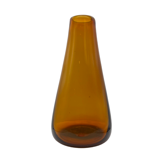 Vintage Amber Elegance - Handblown Art Glass Vase - 12"