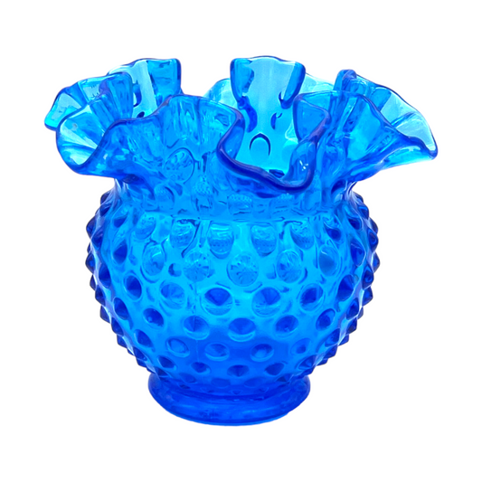Vintage Blue Hobnail Vase - A Timeless Masterpiece in Art Glass