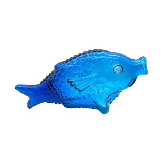 Cobalt Blue - Fish Shaped Decanter - Vintage - Large - 7"