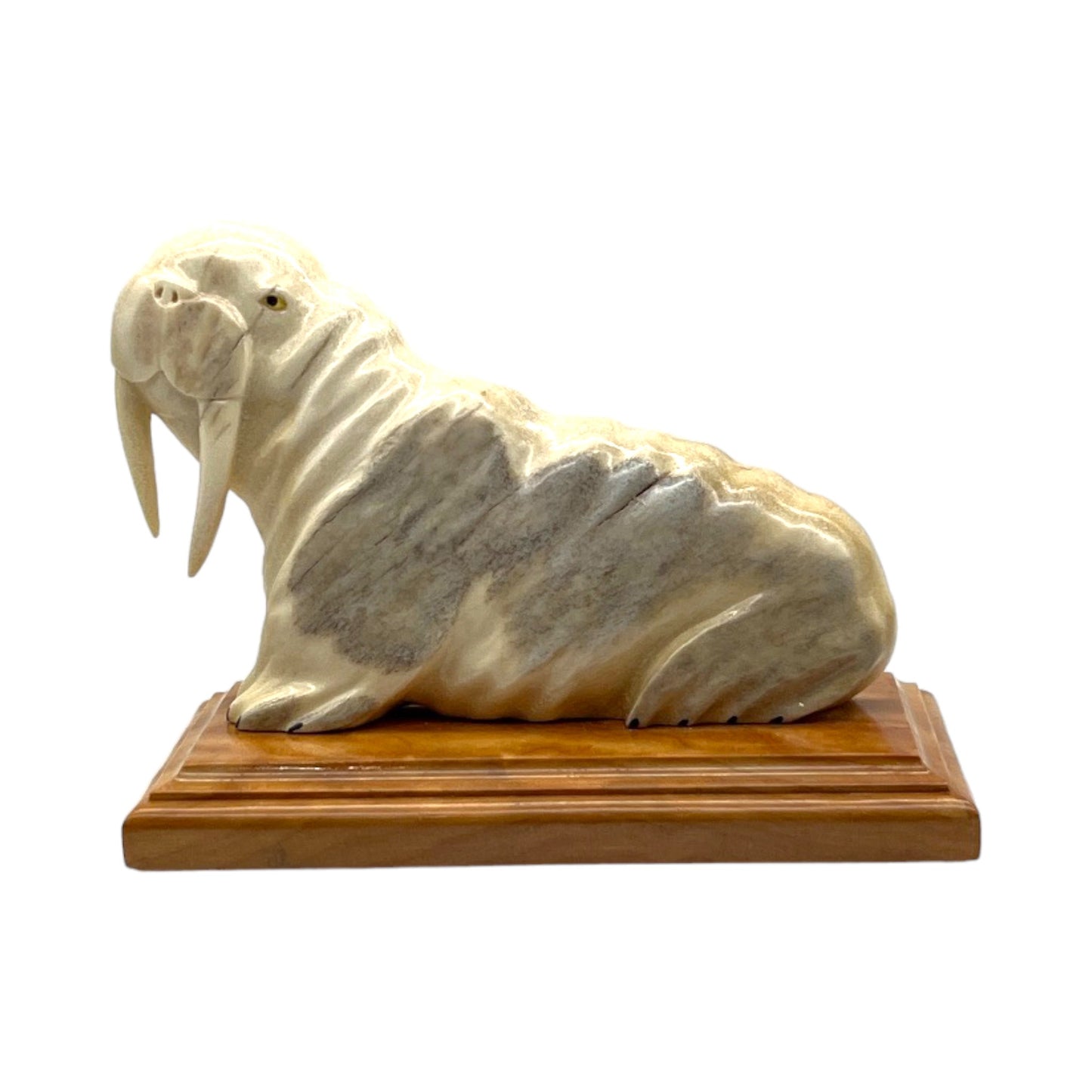 Alaska - Moose Antler Hand Carved Walrus - Vintage - 4.25"
