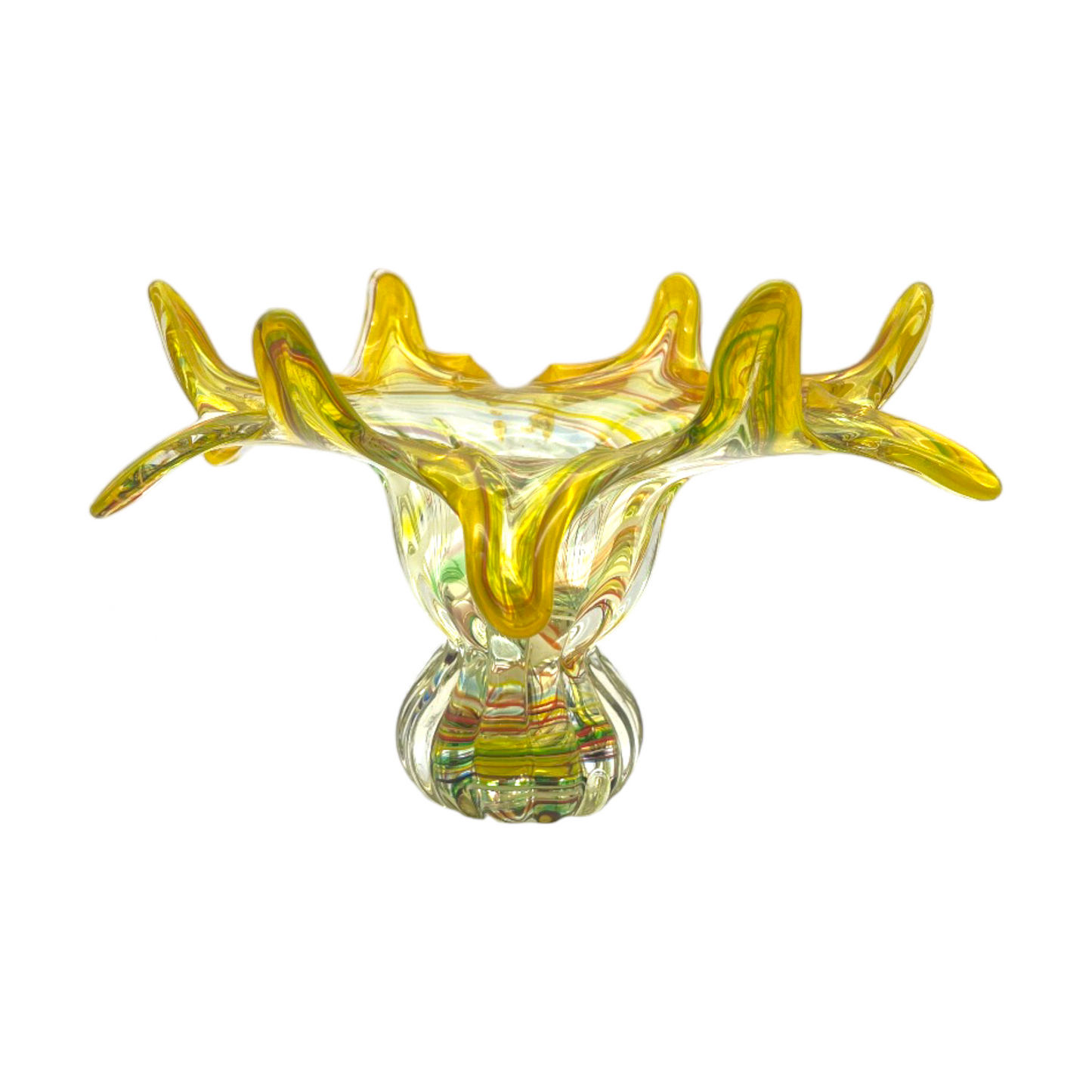 Enchanting Symphony: Handcrafted Murano Art Glass Compote - 7.5"