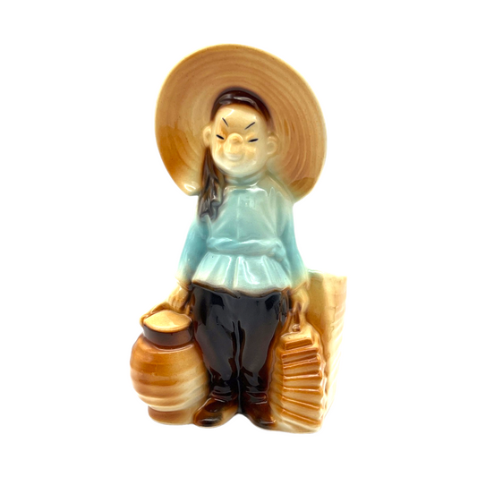 Royal Copley - Oreintal Boy With Basket On Ground - Vintage - 7.75"