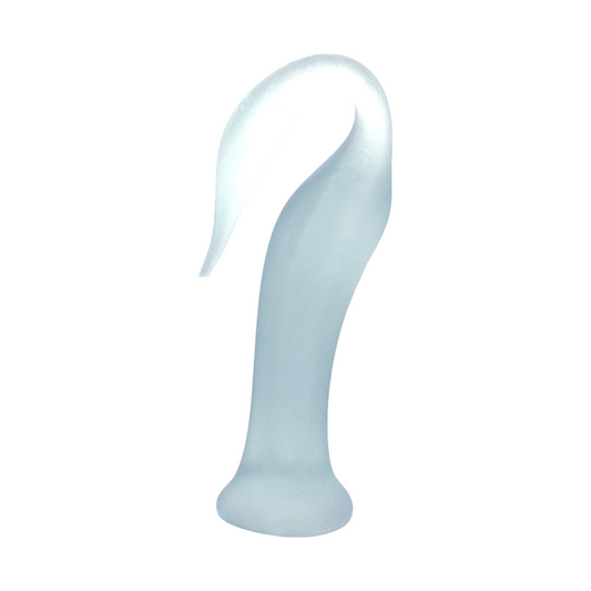 Ethereal Elegance: Handcrafted 15" Frosted Glass Swan