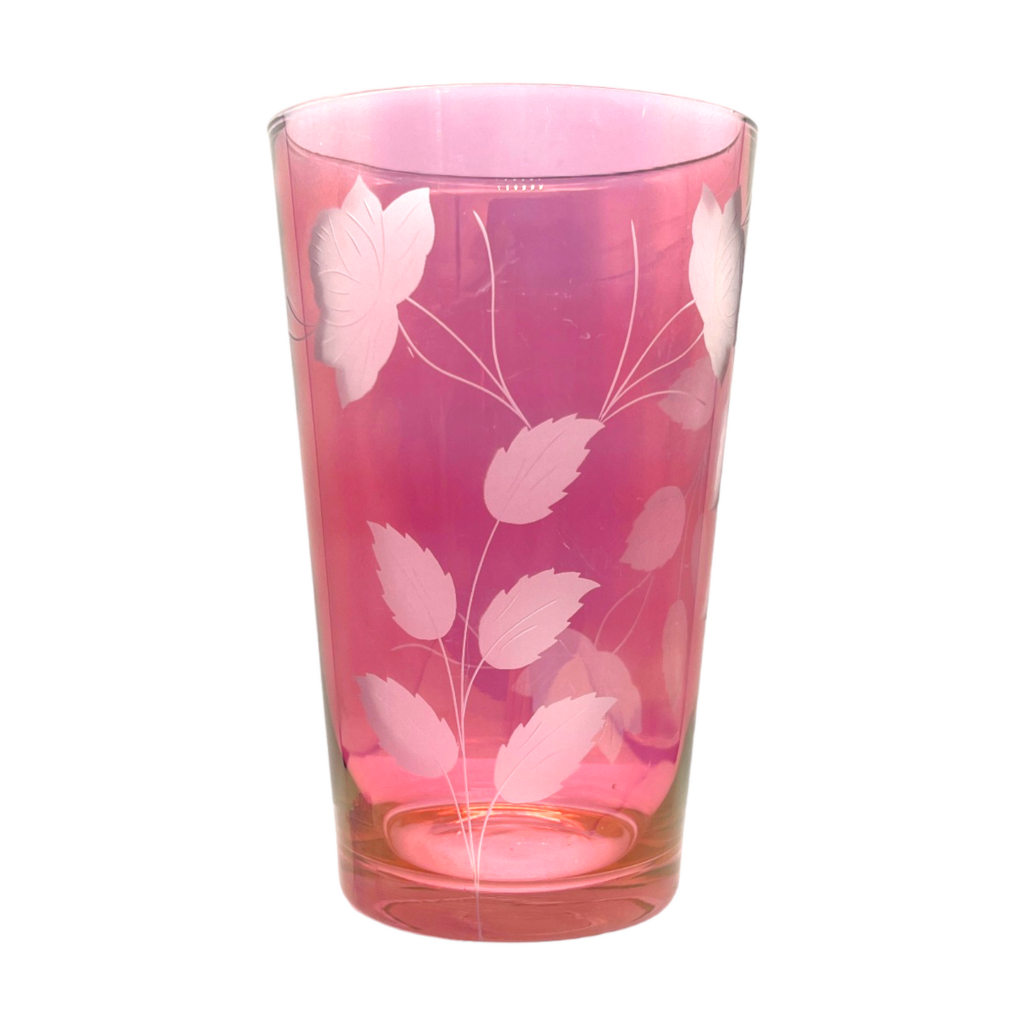 Vintage Rose Etched Cranberry Vase - Artistry Preserved
