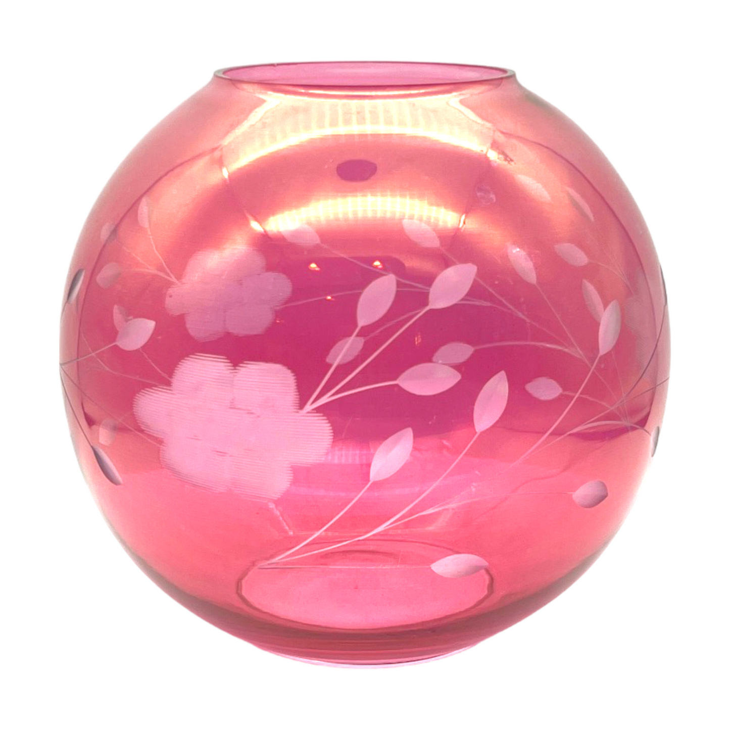 Enchanting Crimson Swirl Art Glass Vase - 6"