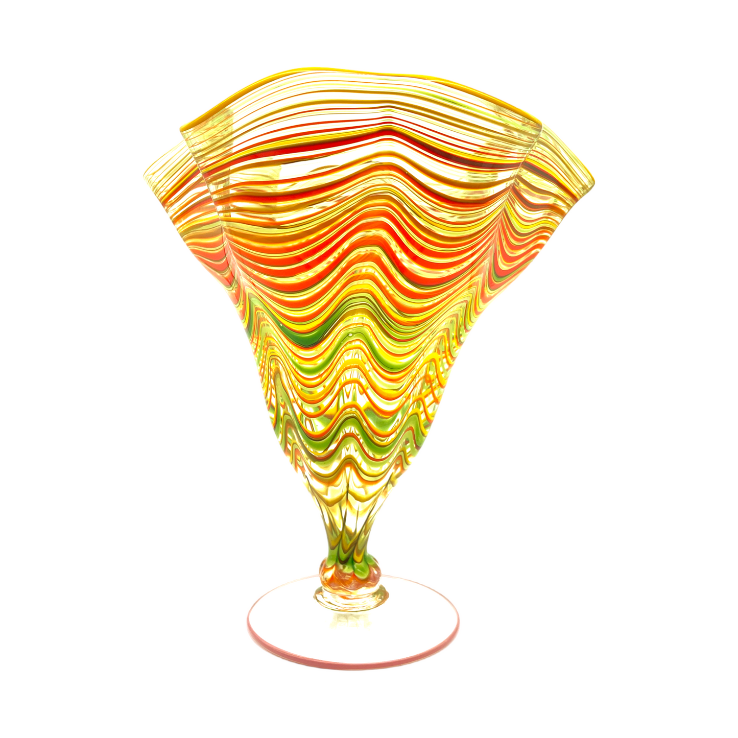 Italian Artistry - Latticinio Ruffle Top Vase - 10"