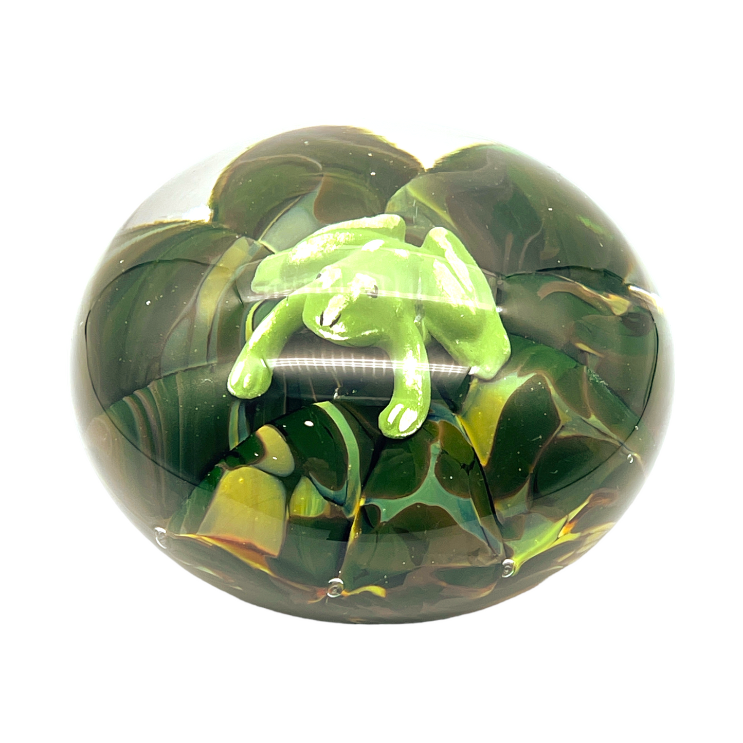 Maude and Bob St Clair Paperweight - Lilly & Frog - Vintage 1971 - 2.5"