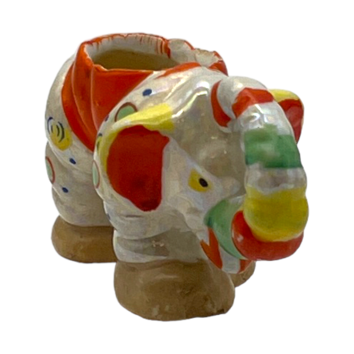 Ceramic - Clown Elephant Figurine - Vintage - 2"