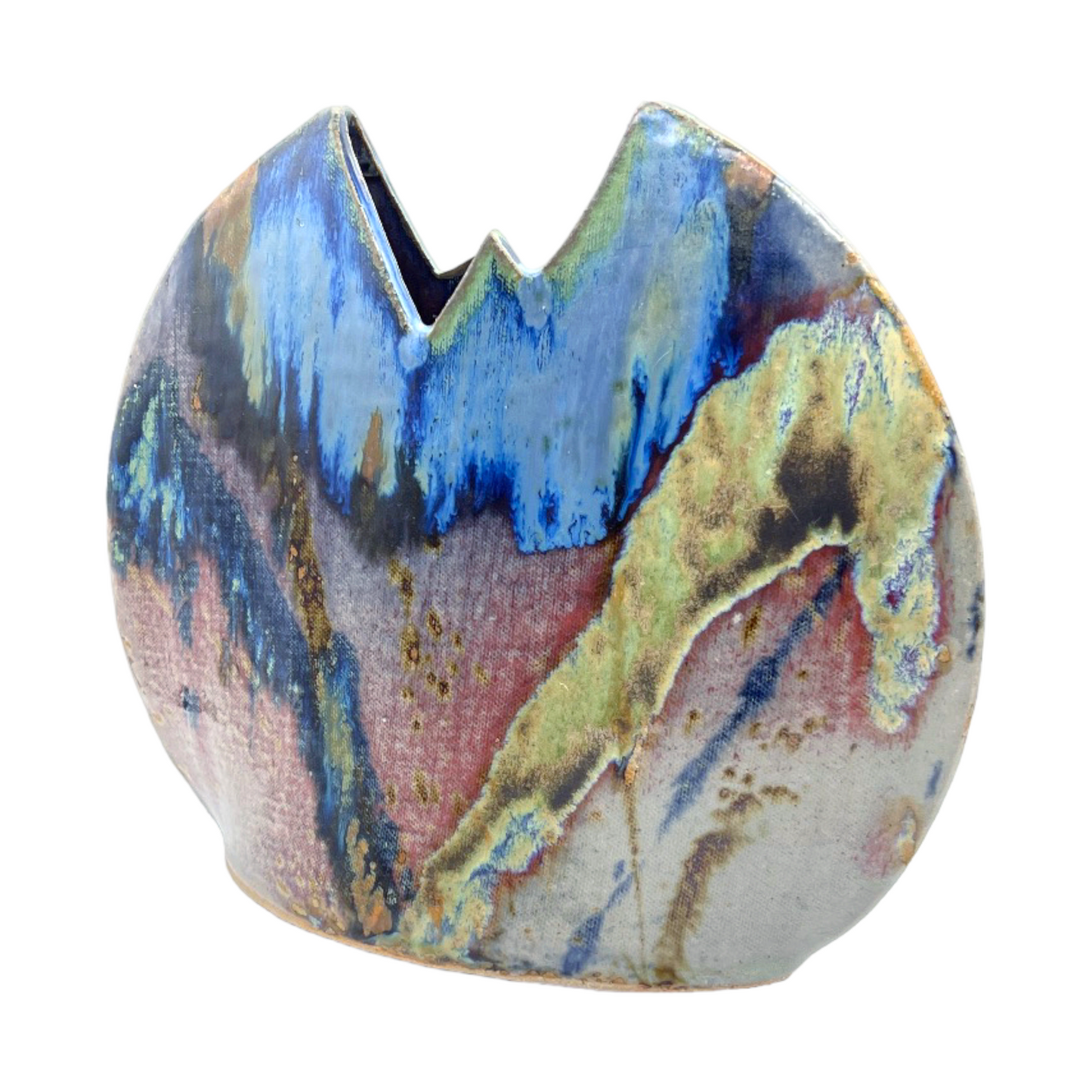 Jim Lauer Studio Pottery - Circle Jagged Top Vase - 8.5"