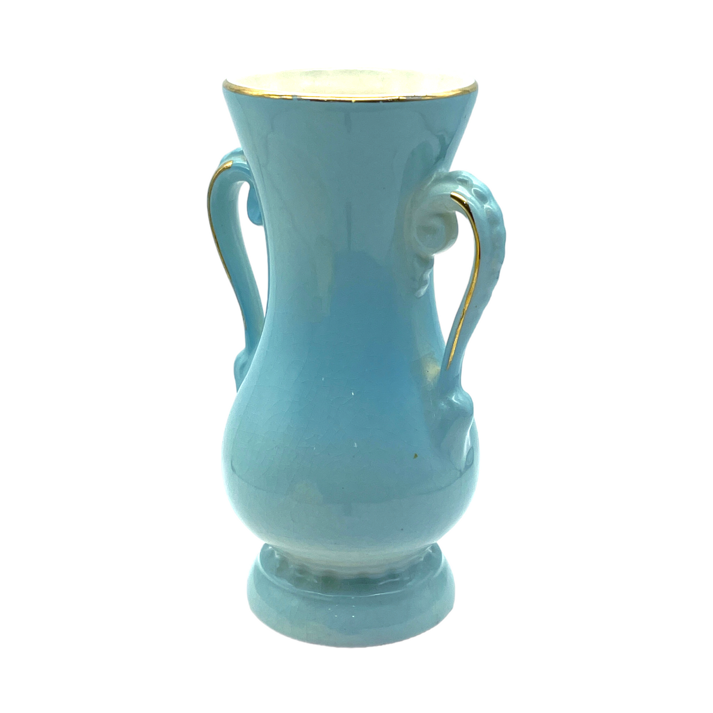 Royal Copley - Blue Beauty Gold Trim Vase - Vintage - 6.25"