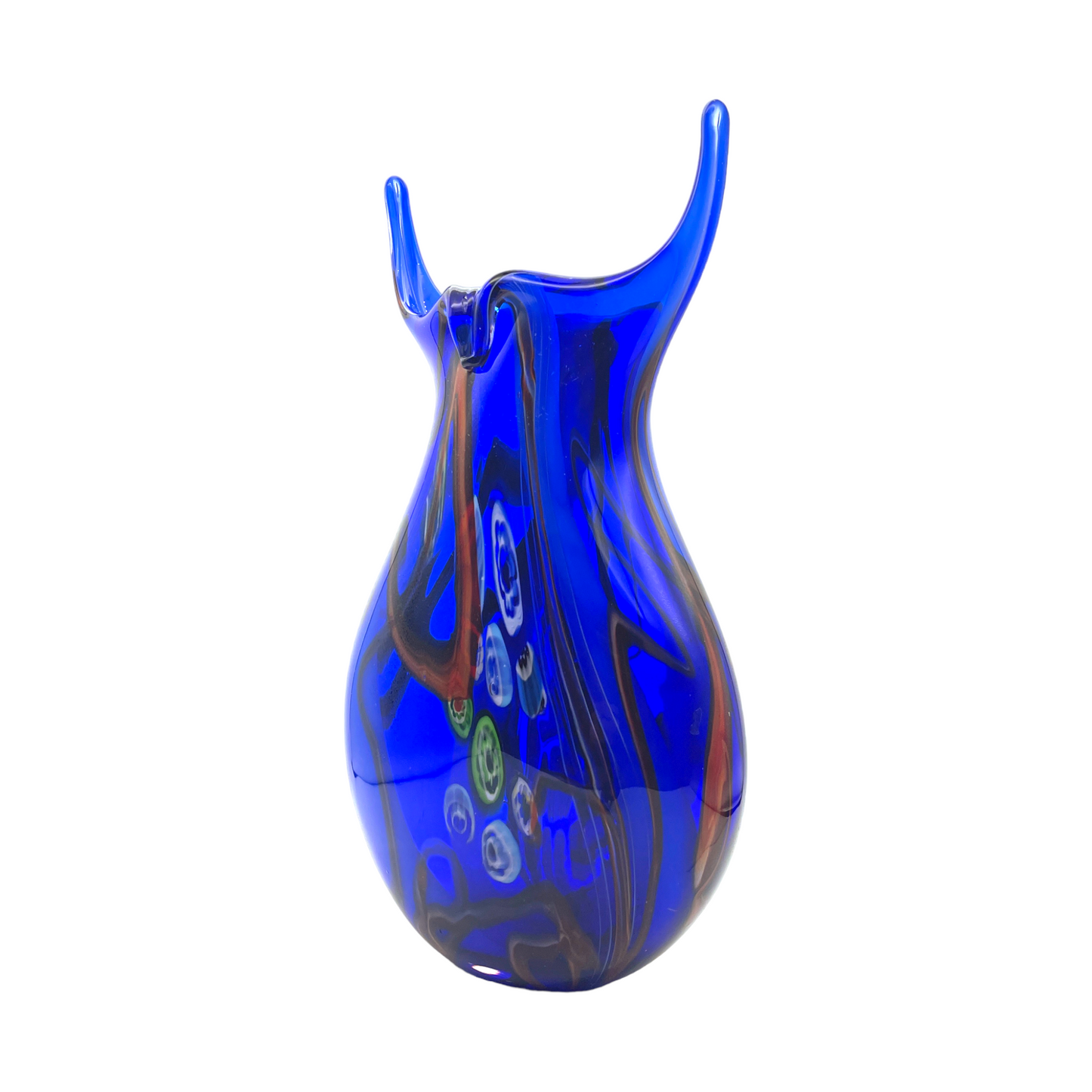 Murano Art - Enchanting Azure Dreams Glass Vase with Assorted Decorations - 12"