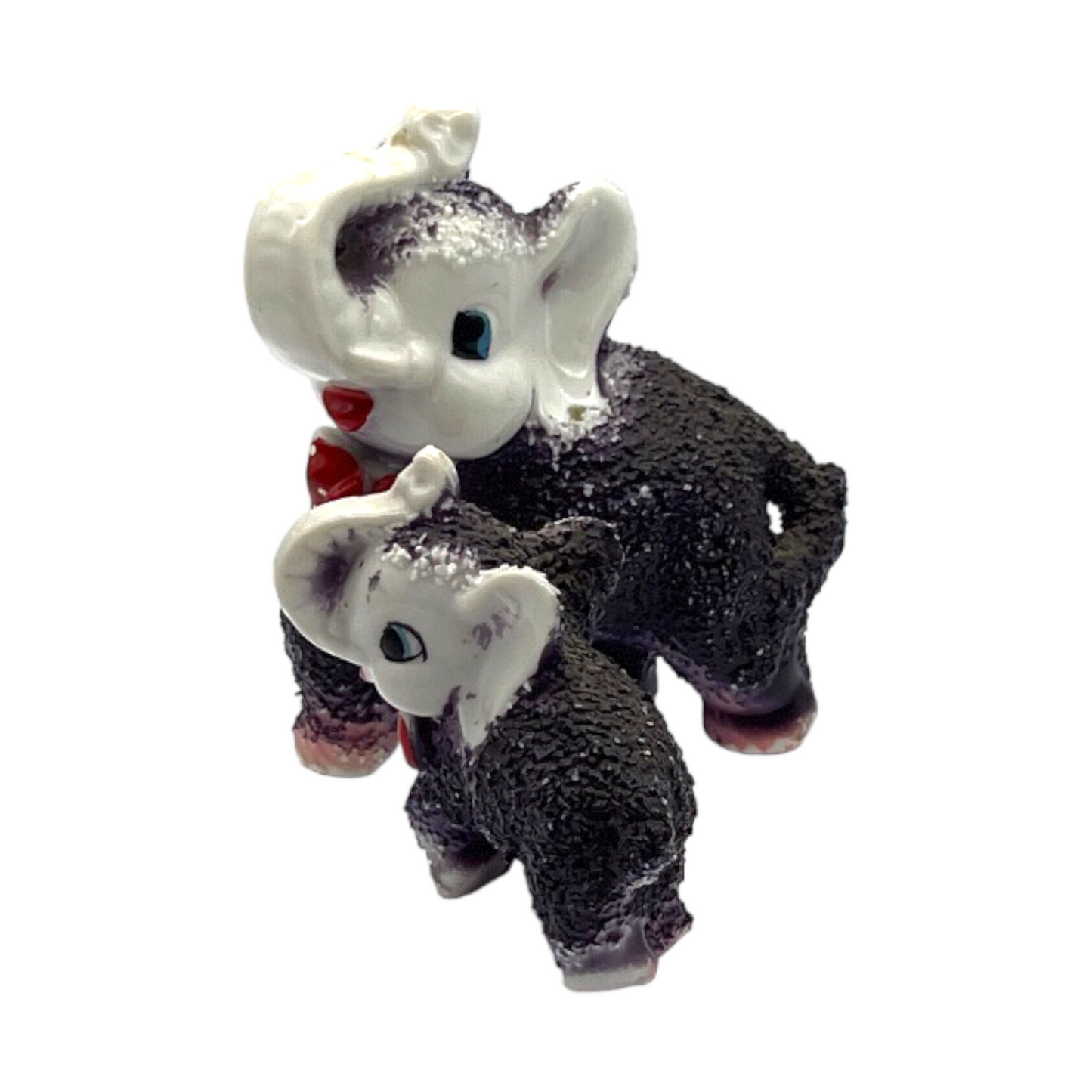 Porcelain - Elephant mother & Baby - Pair - Vintage - 3"